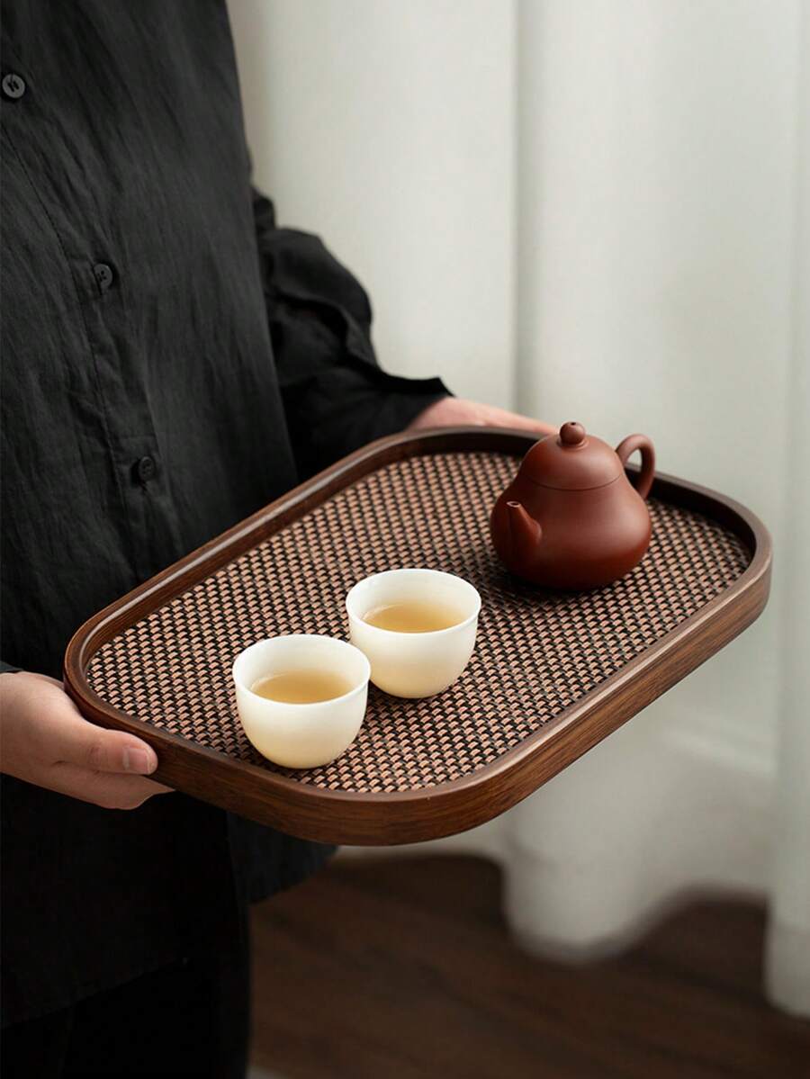Walnut Color Tray With Cushion, Suitable For Displaying Food, Snacks, Drinks, Sushi, Steak, Pizza, Desserts, Cakes, Bread, Breakfast Tray, Coffee Tray, Tea Tray, Dining Tray, Applicable For Restaurant Kitchen