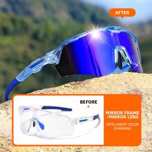 Colorful Photochromic Frame  Unisex, Color-Changing Lenses, Outdoor Sports Glasses, Driving And Fishing Glasses - Màu xanh lam - Xem 11