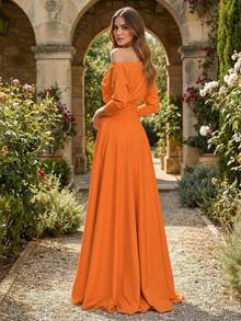 Women Long Dresses - Neon Orange - View 2