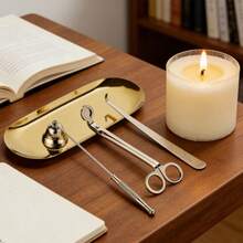 4-In-1 Black/Gold Candle Tool Set: Wick Trimmer, Wick Snuffer, Wick Dipper, Stainless Steel Candle Lid Tool Set, Candle Accessories Set, Durable Anti-Rust Design, Ideal Choice For Candle Enthusiasts. - Black - View 6