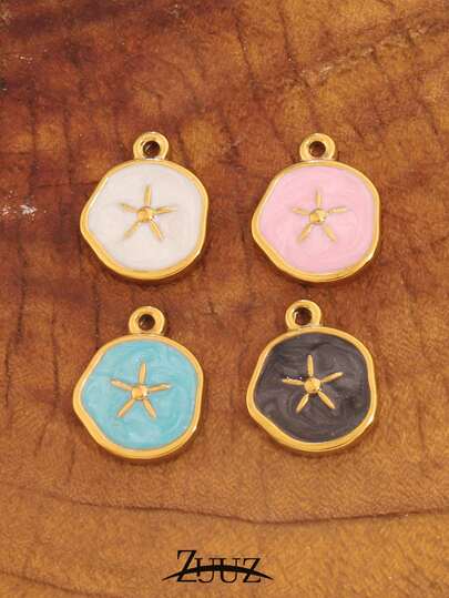 Bộ 2 chiếc mặt dây chuyền hình sao biển bằng thép không gỉ, hình giọt nước tròn không đều, dùng để làm móc khóa, vòng tay, bông tai, phụ kiện làm đồ trang sức DIY.