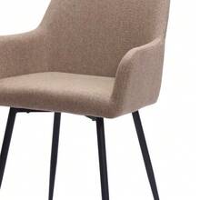 Classic Dining Chairs With Wide Seat, High Armrests & Metal Legs | 2-Piece Comfort Set - Khaki - View 7