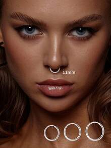 1pc S925 Sterling Silver Vintage Mini Twisted Nose Ring, Includes Pierced Nose Ring Style, Suitable For Daily Wear For Women, Also An Excellent Gift For Girlfriend, Mother And Sister - Single Smooth Nose Ring - View 1