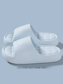 MAOLI Solid Color Couples Thick Sole Soft EVA Non-Slip Soft Comfortable Beach Holiday Quick-Dry Sports Style Sandals, Multiple Colors Available, Soft Sofa Cushion-Like Insole, Fashionable Unisex Slippers, Women's Summer Plastic Slippers, Women's House Slippers, Women's Sandals, Men's Summer Flip Flops - Baby Blue - View 4