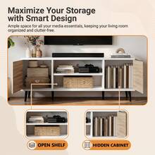 Modern TV Stand Fits Up To 55", 50 Inch Entertainment Center With Storage Cabinets And Shelves For Living Room, White/Gray/Brown - trắng - Xem 4