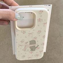 1 ốp lưng điện thoại bằng chất liệu TPU, họa tiết hoa và mèo, tương thích với iPhone 17 Pro Max/17/16 Pro Max/15/13/12/11, S20 FE/A15/S24/A55, Note 11/12/13 Pro, ốp bảo vệ toàn thân mềm mại. - trắng - Xem 3