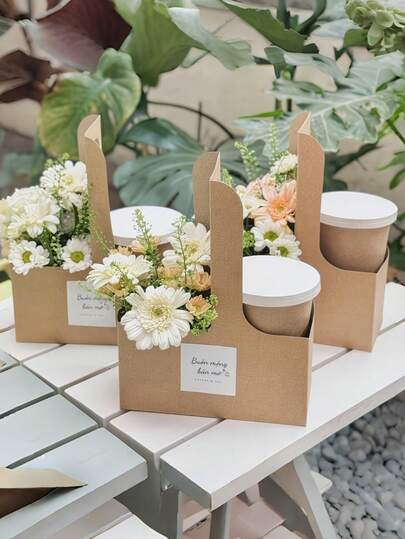 10 chiếc túi quà hoa di động, túi quà bằng giấy Kraft dùng để đựng hoa, bia, cà phê, bánh ngọt, kẹo, hộp quà thủ công, túi gói quà, thích hợp cho đám cưới, tiệc tùng, sinh nhật, ngày lễ.