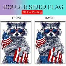 2D Flat - 2D Flat - A Single 2D Flat Garden Flag Featuring A Raccoon Wearing Glasses And An American Flag Design, Ideal For Outdoor Decoration In Your Yard Or Porch.This Charming Small Flag, Measuring 18 By 12 Inches - A - Xem 5