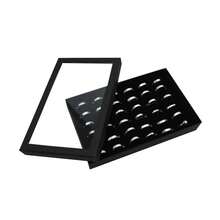Caja expositora de anillos con 36 ranuras, soporte de metal para guardar pendientes, caja de almacenamiento con cubierta transparente, vitrina para joyas. - solo esponja negra - Ver 2