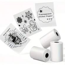 3 rollos de pegatinas adhesivas térmicas transparentes, pegatinas brillantes autoadhesivas claras, compatibles con todas las impresoras de mini pegatinas, adecuadas para notas de estudio, fotos, listas, diarios, scrapbooking y proyectos - Ver 2