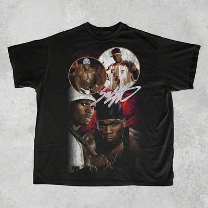 1PC 50 Cent Vintage Retro Hip Hop Rap Music Graphic Women's T-Shirt