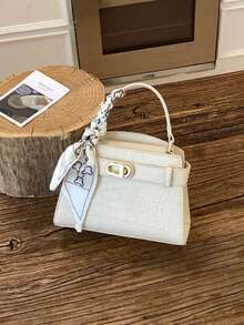 女士迷你时尚斜挎包，新款通勤时尚小方肩包 - 白色 - 查看 7