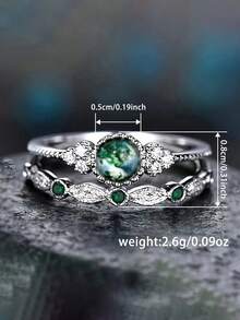 2pcs Cubic Zirconia Ring Set For Women, Suitable For Wedding, Engagement, Anniversary Party, Valentine's Day Gift - 1# - View 5