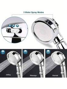 1 Set High Pressure Handheld Shower Head With Pause Switch And 3 Spray Modes, Detachable For Camping Shower, Adjustable Bracket And Hose, Suitable For Bathroom Accessories And Supply, For Shower Or Bathtub Use Only - sliver-1pc - View 10