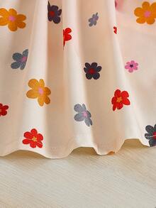 2pcs Baby Girl Summer Casual Floral Print Dress + Hat Set - Multicolor - View 6