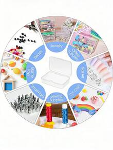 Transparent Plastic Storage Box - Jewelry Organizer Box, Portable Clear Box Suitable For Earrings, Rings And Earphones; Also Suitable For Hardware Accessories And Cosmetics - Multicolor - View 5