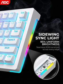 Bàn phím cơ chơi game AOC, bàn phím có dây 108 phím kích thước đầy đủ, hiệu ứng đèn RGB, hiệu năng chơi game eSports độ trễ thấp, thiết kế công thái học, có màu đen và trắng, được làm từ chất liệu ABS bền chắc. - Xem 2