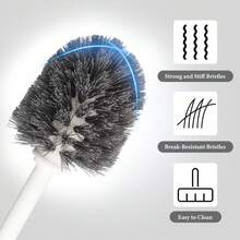 Compact Toilet Brush & Holder Set – 2 Pack, With Lid, Smiley Face Stickers Included, White - A - View 4