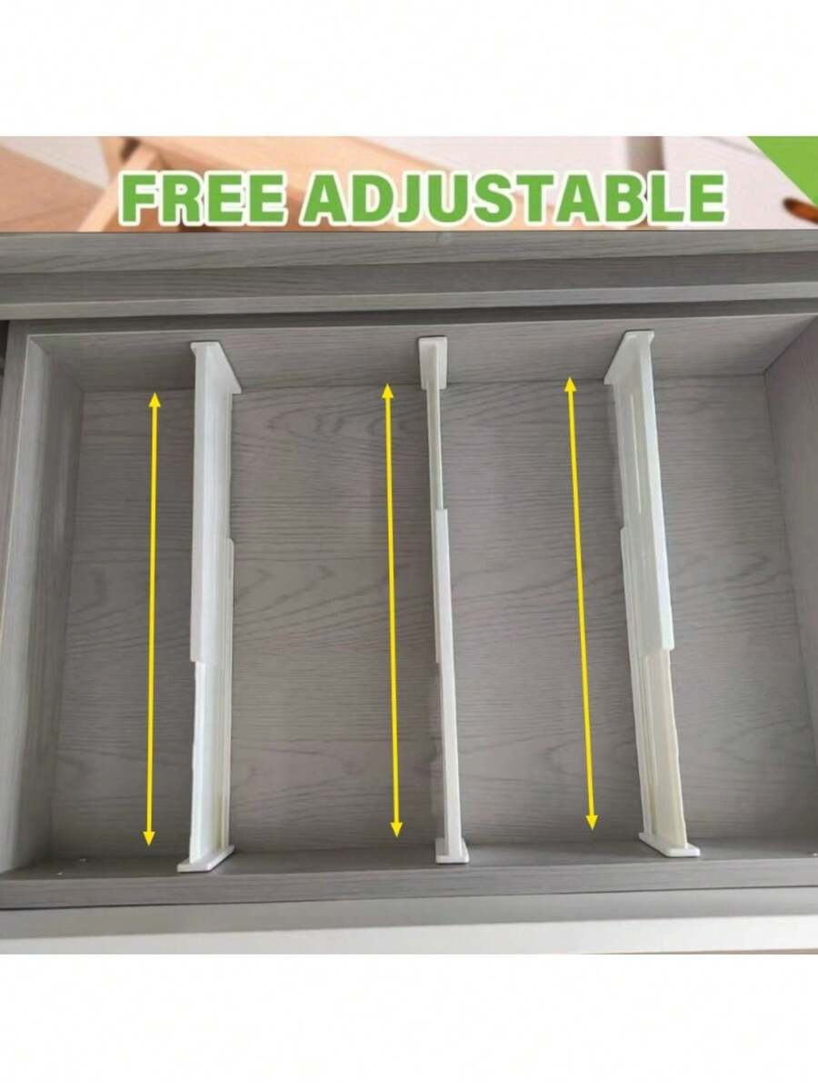 Adjustable Expandable Drawer Dividers | Plastic Storage Organizer Boxes For Home, Closet Underwear Socks Divider, Cutlery Tool Organizer, Easy Installation, Slim Shallow Design - Multicolor - View 1