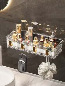 1pc Bathroom Shelf Rack, Wall Mounted Organizer For Bathroom, Vanity, Toiletries Storage - Multicolor - View 11