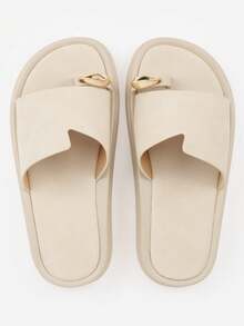 Soft Comfortable Slides For Women Summer Beach Casual - Beige - View 6