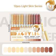 广纳12支/套高光泽亚克力马克笔套装，自由墨水系统子弹头笔尖，168种丰富色彩，广泛用于礼品卡/塑料板/手机壳/石头/键盘，学生返校季必备 - 多色 - 查看 17