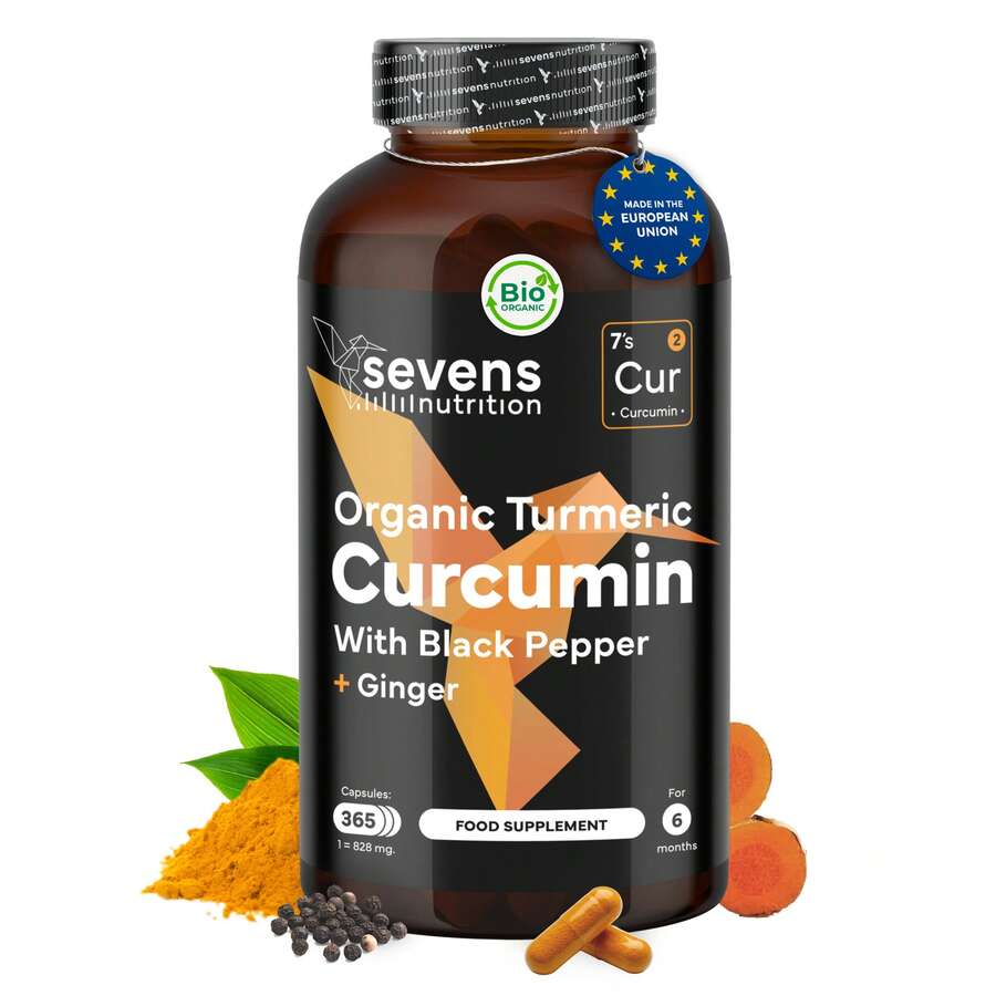 Curcuma bio au poivre noir, 365 gélules, Sevens Nutrition - 1 lb - Voir 1