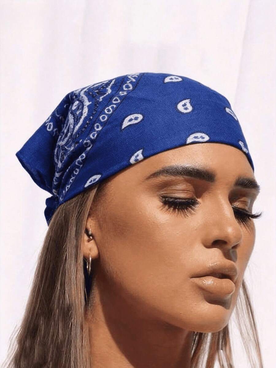 1 pieza Conjunto de accesorios de moda de estilo hip-hop que incluye diadema, pañuelo de cuello y muñequera - 1 pieza azul real - Ver 1