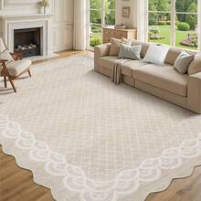 Washable Rugs, Rug Modern Geometric Living Room Rug, Stain-Resistant Scalloped Throw Rugs, Soft Faux Wool Carpet For Bedroom Entryway Office Dorm - Beige(240*340cm) - View 7