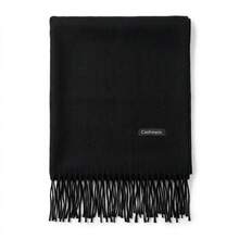 Unisex Solid Color Winter Scarf With Fringe, Classic Style. Long And Thick Faux Cashmere Scarf For Women And Men. Warm And Soft Accessory Ideal For Cold Days. Wind Protection For Daily Use And Leisure. Versatile Piece That Matches Various Autumn And Winter Looks. Available In Several Colors To Complete Your Style With Elegance And Comfort. - màu đen - Xem 4