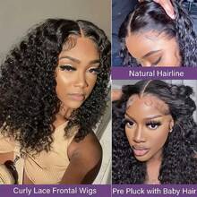 Uveous Afro Kinky Curly Wig HD Transparent Lace Frontal Wig Deep Part 13x6 Lace Front Wig Human Hair 250 Density Remy Brazilian Human Hair Pre Plucked With Baby Hair Natural Color  Halloween Season - Tóc giả màu tự nhiên - Xem 4