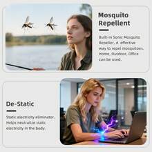 1pc Outdoor Sports Anti-Mosquito Bracelet, Physical Mosquito Repellent, Ultrasonic Mosquito Repellent, Living Room Leisure , Home Corridor Mosquito Repellent And Anti-Mosquito, Outdoor Camping Mosquito And Insect Repellent Device, Men's Anti-Static , Versatile Mosquito Repellent Watch, Repel Mosquitoes And Insects, Technology , Adjustable Size, Party Mosquito And Insect Repellent Device, Gift For Friends - Black - View 10