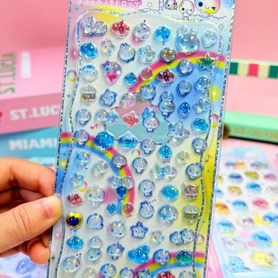 Nhãn dán hình giọt nước, nhãn dán hình kẹo, nhãn dán sáng tạo, thích hợp cho sổ lưu niệm, phần thưởng cho giáo viên, trang trí tiệc, bao bì quà tặng, nhãn dán hoạt hình tự dính có thể tái sử dụng - họa tiết nhiều màu sắc, thích hợp để tự làm trên ván trượt, vali, mũ bảo hiểm, bình nước.