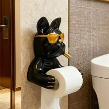 1pc French Bulldog Shaped Wall-Mounted Tissue Paper Holder - Made Of Resin Material, No Metal Tube Needed, Suitable For Bathroom Decor And Storage, Toilet Paper Dispenser - 1 French Bulldog Toilet Paper Holder - View 10