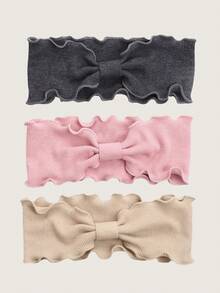 2pcs Women Wavy Edge Bow Knit Headband, Soft Stretch Solid Color Hair Wrap, Casual Daily Makeup Washing Hair Accessory - Multicolor - View 5