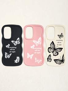 Luxury Butterfly Fashion Phone Cases Butterfly Print Matte Wave Edge 3pcs Creative Soft Case Compatible With IPhone & Galaxy Phones Spring Gift Birthday - Multicolor - View 42