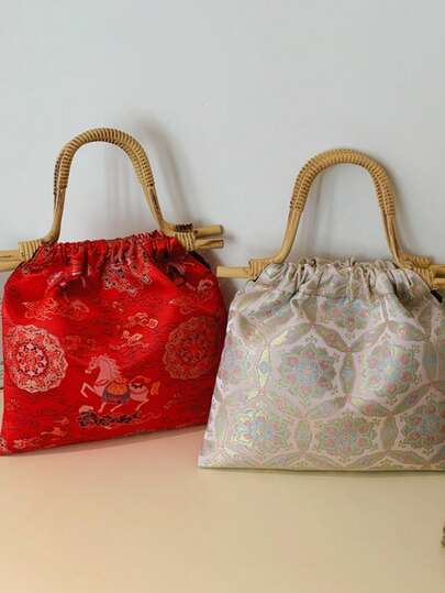 Túi Brocade Fortune, Túi xách sang trọng kiểu cổ điển, Túi cầm tay dự tiệc buổi tối dành cho nữ, Phụ kiện thanh lịch cho váy/áo sườn xám.