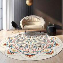 1pc Colorful Mandala Round Floor - Washable Bohemian Style Carpet Living Room, Bedroom, Office, Housewarming And Holiday Present, Vibrant Home Decor, Office Decoration, Bedroom Rug, Bohemian Style, Soft Texture, Fashionable Carpet, Decorative Item, Decorative Rug, Bedroom Decor, Small Rug, Carpet, Home Decor, Living Room Carpet, Living Room Small Rug, Bedroom Rug, Living Room Home Decor, Outdoor Rug, Washable Carpet No Plush Surface - 1PC - 查看 5