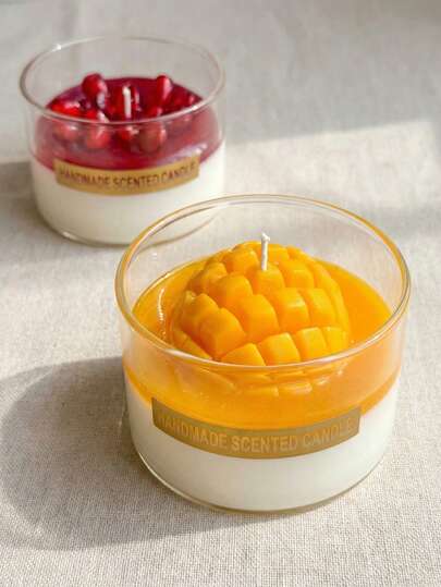 1个可爱美观的水果甜点大豆蜡烛，色彩鲜艳逼真的食物造型蜡烛，适合温馨房间装饰、拍照道具，也是送给女孩的礼物。