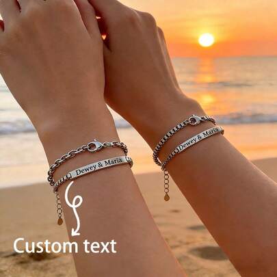 Bộ 21 vòng tay đôi bằng thép không gỉ có thể tùy chỉnh, vòng tay khắc tên cá nhân dành cho nam và nữ, thiết kế thanh lịch và tối giản, món quà lý tưởng cho Ngày Valentine, Ngày của Mẹ/Ngày của Cha, màu bạc, thời trang, nhiều màu sắc, cổ điển, đơn giản, unisex, thường ngày, dành cho bạn gái, tùy chỉnh, độc đáo, phù hợp cho anh ấy, cô ấy, bạn trai, bạn gái, bố, mẹ, gia đình, bạn bè, kỷ niệm, sinh nhật, tốt nghiệp, dạ hội, tiệc tùng.