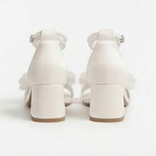 Women's High-Heeled Sandals, Sweet Bow Chunky Heel Sandals, Comfortable, Open-Toe, With An Adjustable Ankle Strap, Sweet And Elegant, Suitable For Everyday Wear, Vacations, Banquets, Parties, Dances, Dates, Local Warehouse Shipping. - 白色 - 查看 5