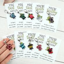 10pcs Colorful Turtle Keychain Set, Includes Turtle Travel Greeting Card For Writing Blessings, Suitable As Gifts For Traveling Friends, Keychain, Bag Charm, Party Favors - Multicolor - View 2
