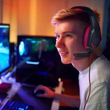 Colusi 有线游戏耳机，电竞游戏耳机，兼容笔记本电脑/PC/Switch，电脑耳机，带深沉低音环绕声，可调节头带 - 查看 6