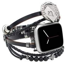 1pc Creative Metal Band, Designed With Metal Chain And Woven Leather Strap, Adding Elegant And Refined Touch, Compatible With Apple Watch Ultra/SE/Series 10/9/8/7/6/5/4/3/2/1, Size 38/40/41/42/44/45/49mm, 42/46mm For Series 10 - Playing Cards - View 2