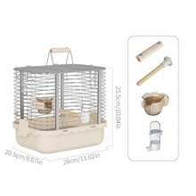 Jaula De Viaje para Pájaros Duradera Y Portátil De Acero Inoxidable con Percha Y Comedero para Loros Canarios Periquitos Agapornis Cotorras Y Cacatúas Pequeña Marrón Claro . - Pequeo marrn claro - Ver 4