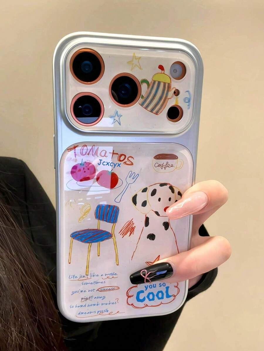 Ốp điện thoại: Hình chú chó đốm dễ thương, chữ cái, cà chua, ngôi sao, ghế, cà phê, graffiti, có thể dùng ngay cho dòng điện thoại 17, tương thích với iPhone 17 Pro Max, 16, 15, 14 Pro Max. Thiết kế tối giản, cá tính, graffiti, đường nét tinh tế, cửa sổ lớn, bóng, chống sốc. - Màu xanh lam - Xem 1