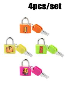 2/4pcs Colorful Travel Luggage Locks, Small Mini Suitcase Padlock Locks With Keys, Luggage Padlocks, Cute Cartoon Print Mini Padlocks For Suitcase Backpack Locker, Portable Small Security Locks For Gym School Travel Accessories, Strong Copper Lock Core With Plastic Shell (Unique Icon Patterns For Effortless Lock Matching) - Multicolor - View 10