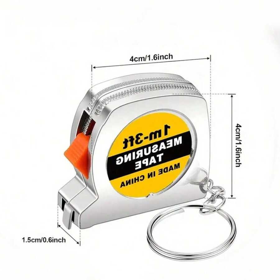 1/15pcs Mini Retractable Tape Measure Keychain With Sliding Lock - 1m/3ft Small Ruler, Pocket-Sized Keyring Tool Slogan Solid Color Casual Stainless Steel Halloween Accessories Teachers Day Christmas Gift Ideas Bag Accessories Lanyards With Id Holder Car Accessories Bag Charms - Nhiều màu - Xem 1