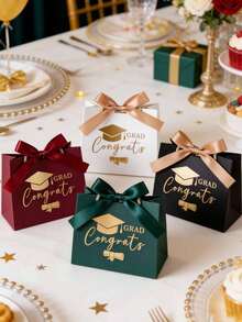 1/5 piezas Bolsas de regalo de graduación, bolsas de regalo de papel con patrón de diploma, patrón de gorra de graduación, decoración de lazo, bolsas de obsequio para fiesta de graduación, caja de dulces para fiesta de graduación, opciones de multicolor, adecuado para estudiantes universitarios, graduados y vuelta al colegio - Multicolor - Ver 5
