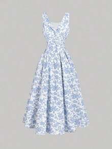Women Midi Dresses - 藍白 - 查看 5